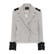 Grijze Geruite Blazer met Stijlvolle Details Bruuns Bazaar , Gray , Da...