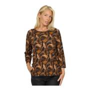 Bruine Paisley Blouse 3/4 Mouwen 2-Biz , Brown , Dames