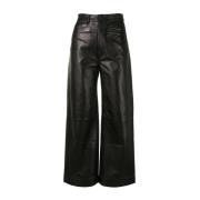 Zwarte Leren Casual Broek Proenza Schouler , Black , Dames