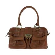 Pre-owned Leather handbags Burberry Vintage , Brown , Dames