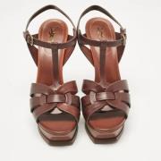 Pre-owned Leather sandals Yves Saint Laurent Vintage , Brown , Dames