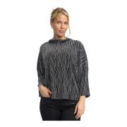 Zwarte Glitter Blouse Gerti.Wi24 Stijl 2-Biz , Black , Dames