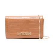 Krokodil Effect Beige Clutch Tas Love Moschino , Beige , Dames