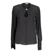 Lange mouwen blouse zwart contrastdetails Patrizia Pepe , Black , Dame...