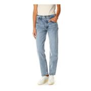 High Waist Straight Fit Jeans Anine Bing , Blue , Dames