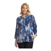 Blauwe V-hals Blouse Amoa.Wi24 Stijl 2-Biz , Blue , Dames