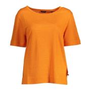 Oranje Linnen Tops T-Shirt, Korte Mouwen, Wijde Halslijn, Logo Gant , ...