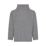 Hoge Hals Gebreid met Contrastdetails Max Mara , Gray , Dames