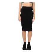 Geribbelde Midi Jurk in Mos Hinnominate , Black , Dames