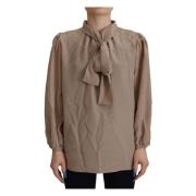 Zijden blouse met Ascot-kraag Dolce & Gabbana , Brown , Dames