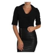 Elegante Zwarte Wollen Korte Blazer Dolce & Gabbana , Black , Dames