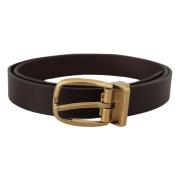 Elegante donkerbruine leren riem Dolce & Gabbana , Brown , Heren