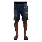 Blauwe Slim Fit Denim Shorts Dolce & Gabbana , Blue , Heren