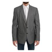 Grijze Fantasiepatroon Slim Fit Blazer Dolce & Gabbana , Gray , Heren