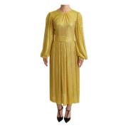 Kristalversierde geplooide Maxi-jurk Dolce & Gabbana , Yellow , Dames