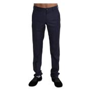 Navy Blauwe Slim Fit Pantalon Dolce & Gabbana , Blue , Heren