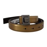 Gouden leren riem met vierkante gesp Dolce & Gabbana , Yellow , Heren