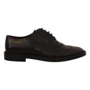 Paarse Leren Oxford Wingtip Schoenen Dolce & Gabbana , Purple , Heren