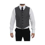 Grijze Single-Breasted Jurk Vest Dolce & Gabbana , Gray , Heren