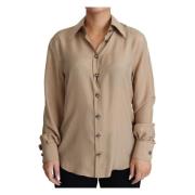 Elegante Beige Zijden Shirt Dolce & Gabbana , Beige , Dames