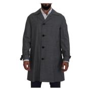 Grijze Geruite Trenchcoat, Elegante Stijl Dolce & Gabbana , Gray , Her...