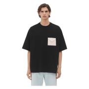 Zwart T-shirt met Notebook Detail Bottega Veneta , Black , Heren