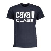 Blauw T-shirt met korte mouwen en logo Cavalli Class , Blue , Heren