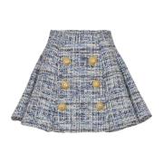 Geplooide uitlopende tweed rok Balmain , Blue , Dames