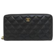 Pre-owned Leather wallets Chanel Vintage , Black , Dames