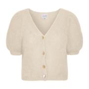 Korte Mouw Mohair Vest American Dreams , Beige , Dames