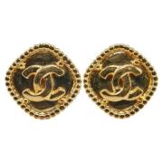 Pre-owned Metal earrings Chanel Vintage , Yellow , Dames