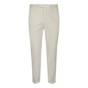 Slim Fit Fluwelen Broek met Geribbelde Afwerking PT Torino , White , H...