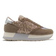 Kate Paillettes Beige Sneakers Sun68 , Brown , Dames