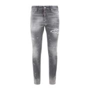 Versleten Mid-Rise Straight Leg Jeans Dsquared2 , Gray , Heren