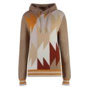 Cashmere Gebreide Hoodie met Ribboorden Malo , Beige , Heren