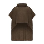 Donkerbruine Mouwloze Rolnek Poncho American Dreams , Brown , Dames