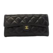 Pre-owned Leather wallets Chanel Vintage , Black , Dames