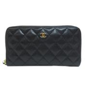 Pre-owned Leather wallets Chanel Vintage , Black , Dames