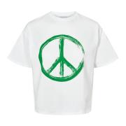 Witte Peace Katoenen Tee met Groene Letters American Dreams , White , ...