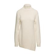 Witte Gebreide Trui Asymmetrische Zoom Jil Sander , White , Dames