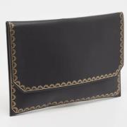 Pre-owned Leather clutches Cartier Vintage , Black , Dames