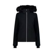 Zwarte Winterjas met Nepbont CMP , Black , Dames