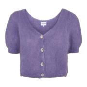 Lila V-Hals Mohair Vest American Dreams , Purple , Dames