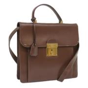 Pre-owned Leather handbags Gucci Vintage , Brown , Dames