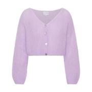 Lichtpaarse Geknipte Mohair Cardigan American Dreams , Purple , Dames