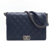 Pre-owned Leather chanel-bags Chanel Vintage , Blue , Dames