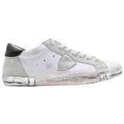 Lage Man Iris Wit Zilver Sneakers Philippe Model , White , Heren