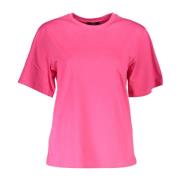 Korte Mouw Slim Fit Ronde Hals T-Shirt Roze Cavalli Class , Pink , Dam...