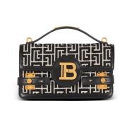 B-Buzz Schouder 24 tas in kalfsleer en PB jacquard canvas Balmain , Bl...