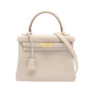 Pre-owned Leather handbags Hermès Vintage , White , Dames